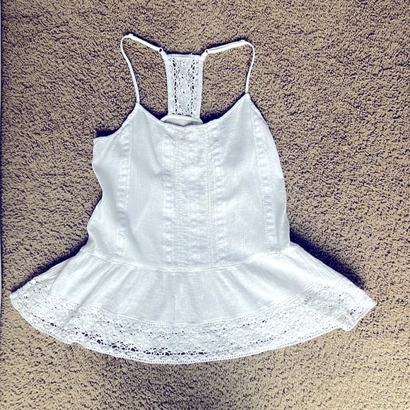 Mossimo Supply Co. Tops - Mossimo Supply Co. Women Racerback Straps White Lace Peplum Cami Tank Top Size M